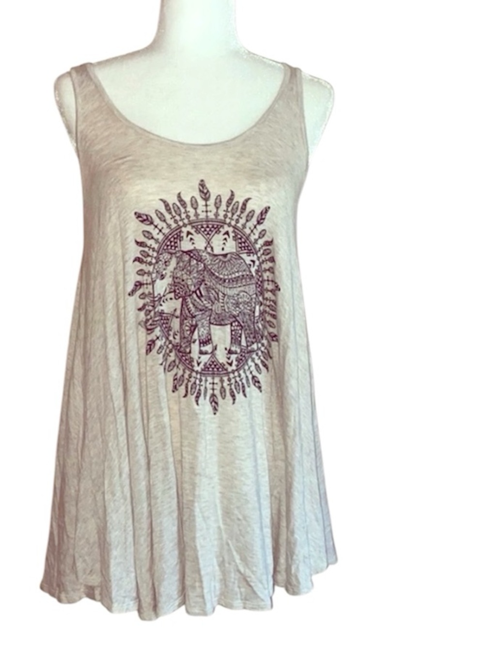 Tunic Tank Top With Bohemian Elephant Print